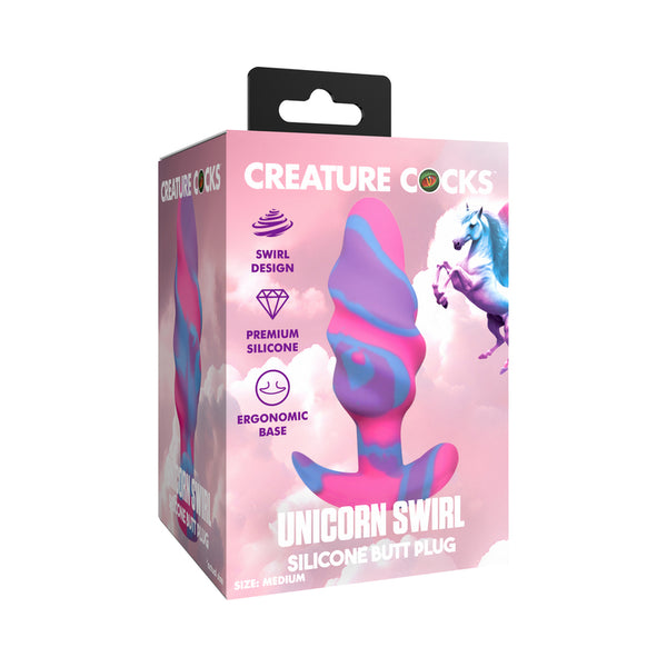 Creature Cocks Unicorn Swirl Silicone Butt Plug Large