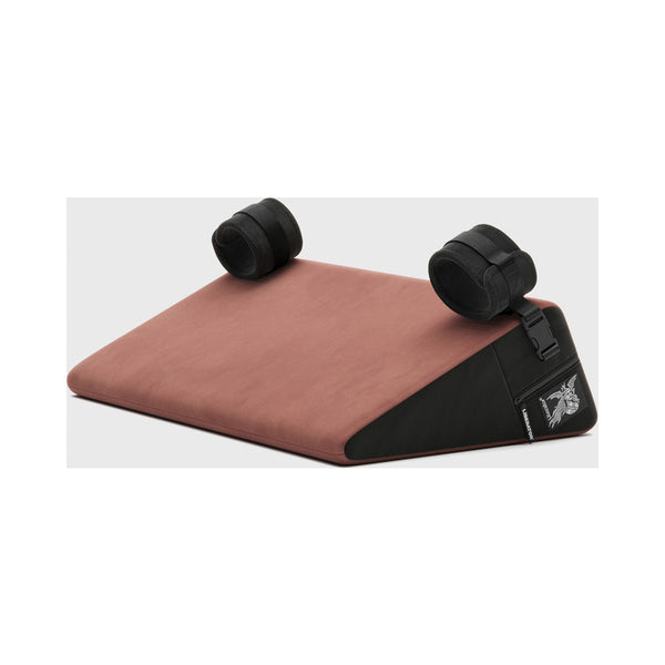 Liberator Black Label Wedge 24 in. Sex Position Pillow with Cuffs Decor Velvet Mauve