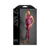 Fantasy Lingerie Sheer Endless Embrace Crotchless Floral Knit Bodystocking Open Back Magenta O/S