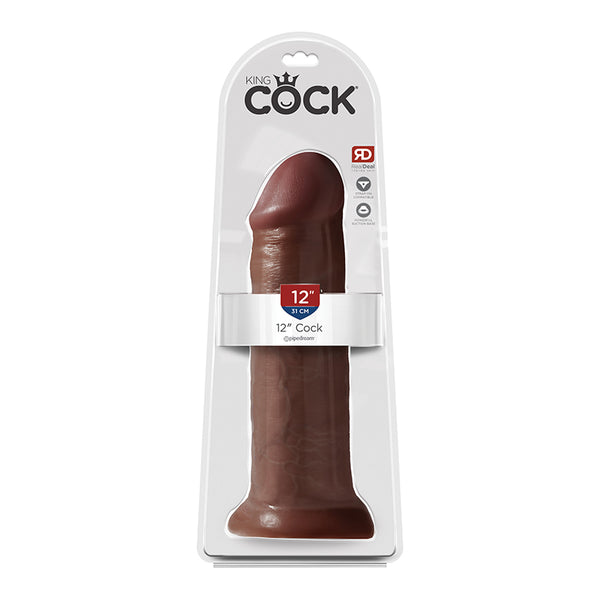 King Cock 12 in. Cock Realistic Dildo With Suction Cup Brown