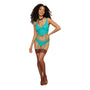 Dreamgirl Stretch Vinyl and Lace Bustier and G-string Set Ocean L