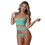 Magic Silk Caribbean Crush Demi Longline Bra & Panty with Flounce Aqua Glow S/M