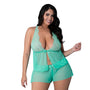 Magic Silk Caribbean Crush Flutter Cami & Short Set Aqua Glow Queen Size