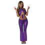 Magic Silk Glimmer Wrap Halter & Flair Pant Set Purple Disco S/M
