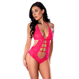 Magic Silk Get It Girl Halter Teddy with Snap Crotch Diva Pink S/M