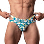 Male Power Cut It Out! Cutout Thong Blue/White S/M