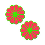Pastease Daisy: Neon Green & Glow-in-the-Dark Neon Pink Petal Pasties Nipple Covers