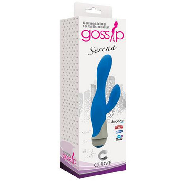 Curve Toys Gossip Serena Waterproof Silicone Dual Stimulation Vibrator Azure