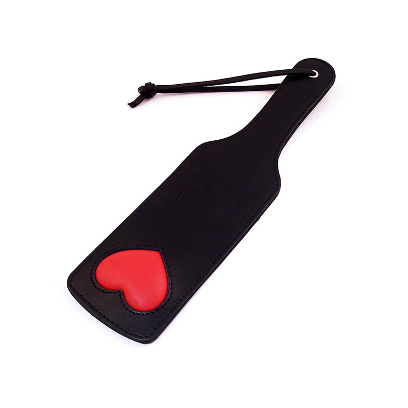 Rouge Leather Paddle with Padded Heart Black/Red