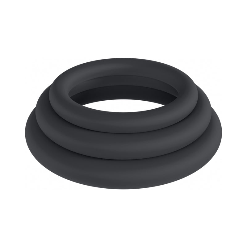 LEVELZ Classic Silicone Cock Ring Set of 3 (XS/S/M) Black