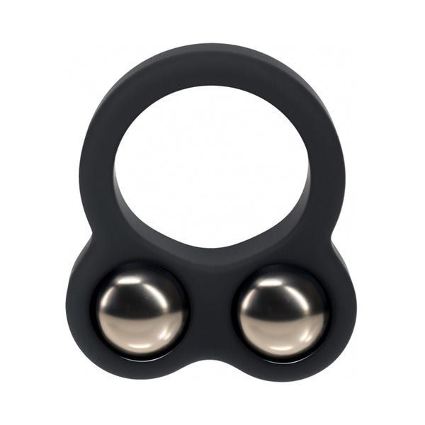 LEVELZ Liquid Silicone Double Weighted Ball Cock Ring Black