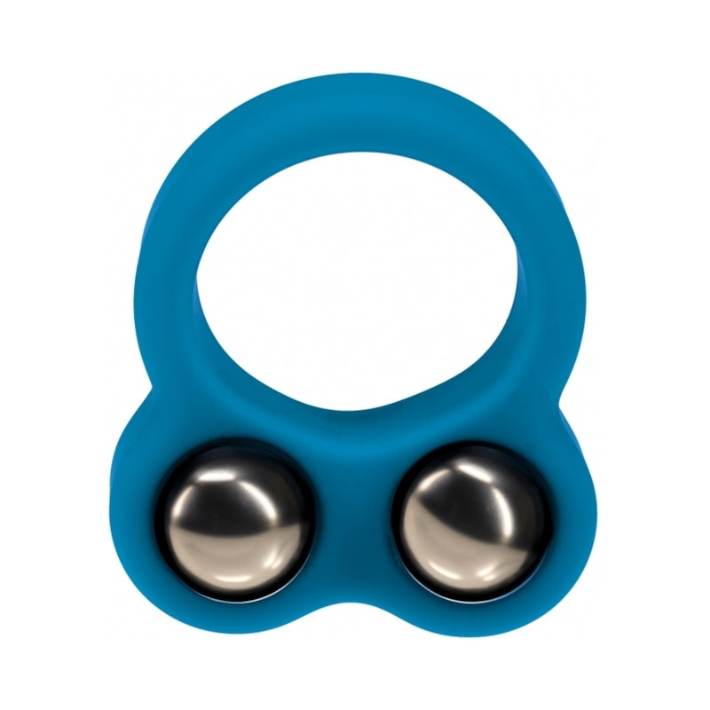 LEVELZ Liquid Silicone Double Weighted Ball Cock Ring Teal