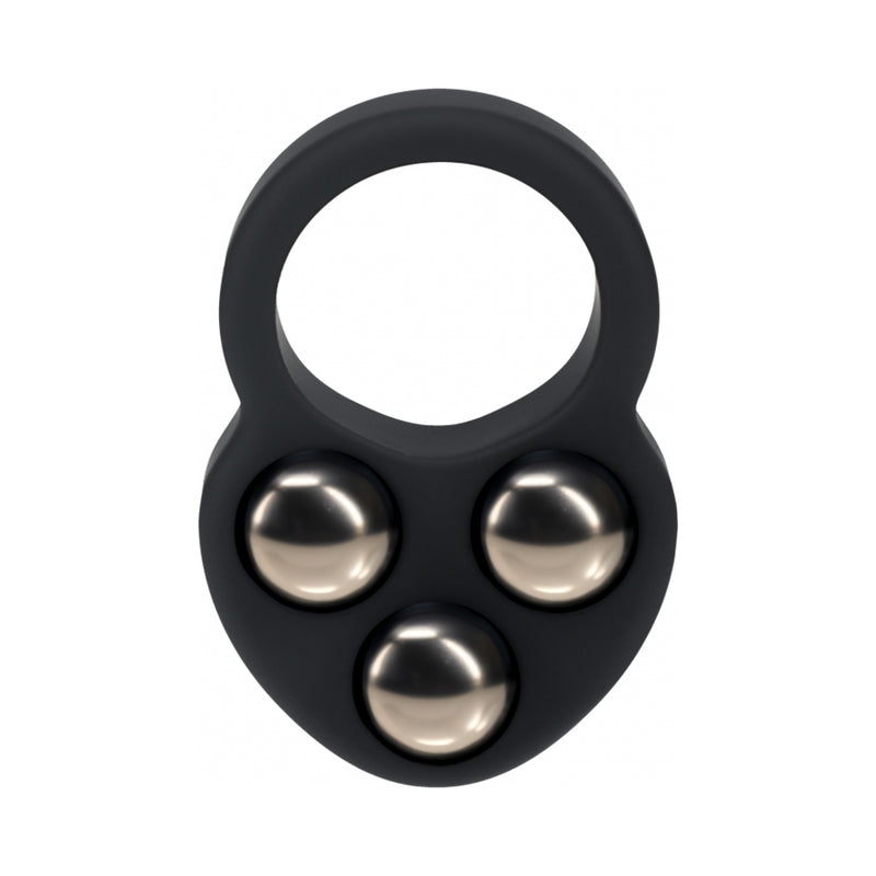 LEVELZ Liquid Silicone Triple Weighted Ball Cock Ring Black