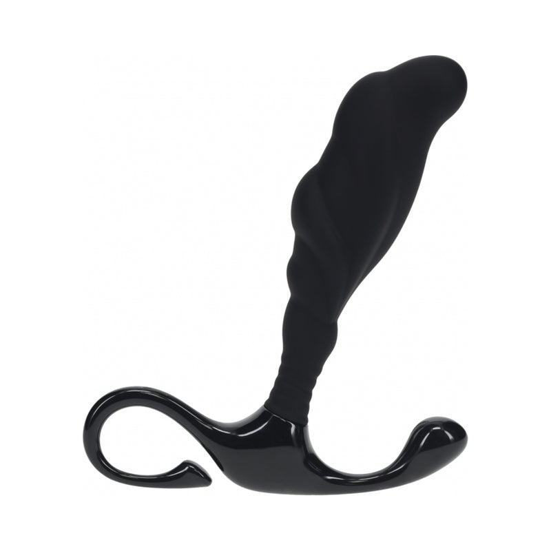 LEVELZ Rippled with Hard Loop Silicone Prostate Massager Large Black