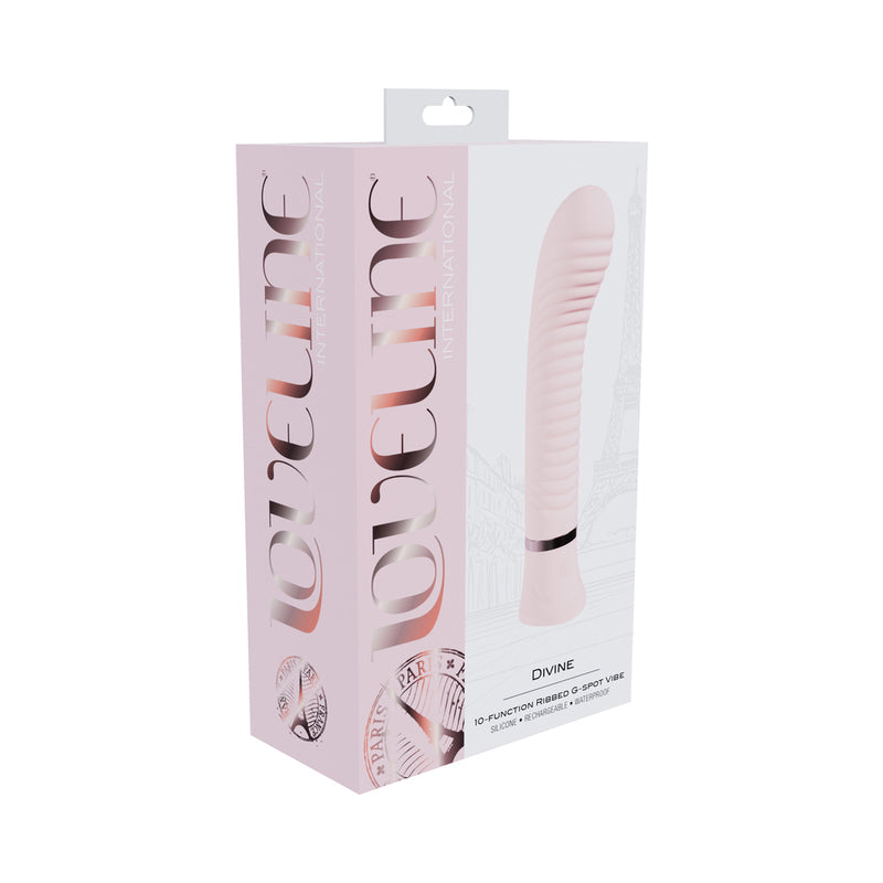 Loveline Divine Rechargeable Silicone Ribbed G-Spot Vibrator Pink