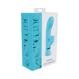 Loveline Mystique Rechargeable Silicone Ribbed Rabbit Vibrator Blue