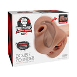 PDX Plus Double Pounder Vibrating Squeeze Stroker Brown