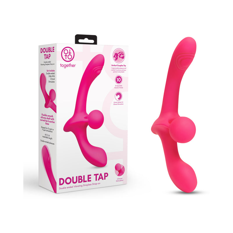 Together Double Tap Dual-Ended Vibrating Strapless Strap-on