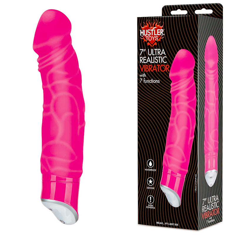 7" Ultra Realistic Vibrator Pink 7 Functions