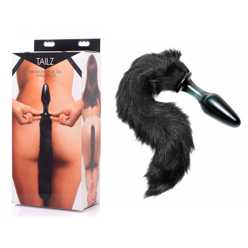 Tailz Midnight Fox Glass Butt Plug With Tail