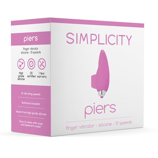 Simplicity Piers Finger Vibrator - Silicone - 10 Speed - Pink