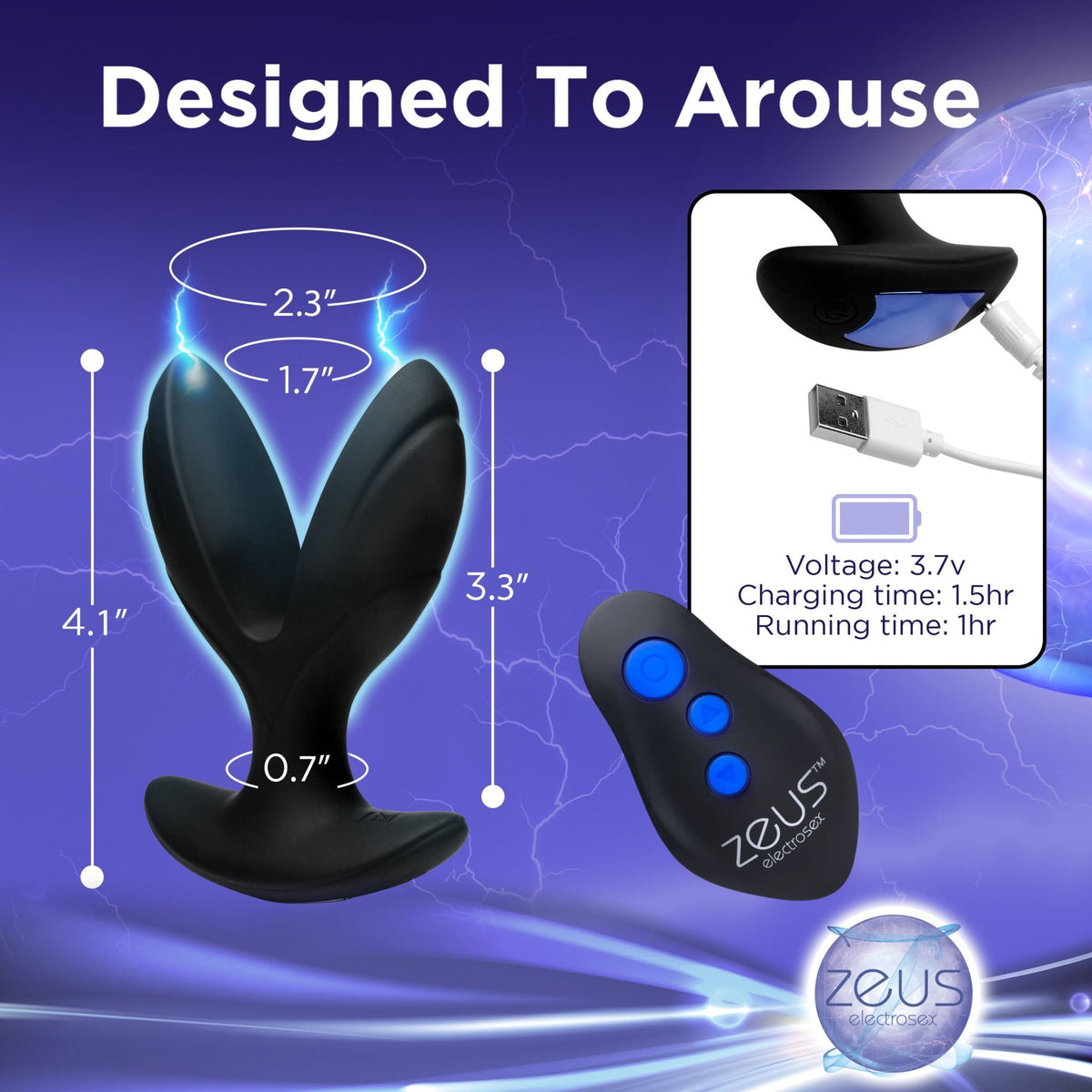 64X Electro - Spread Vibrating and Estim Silicone Butt Plug - Royal Sins