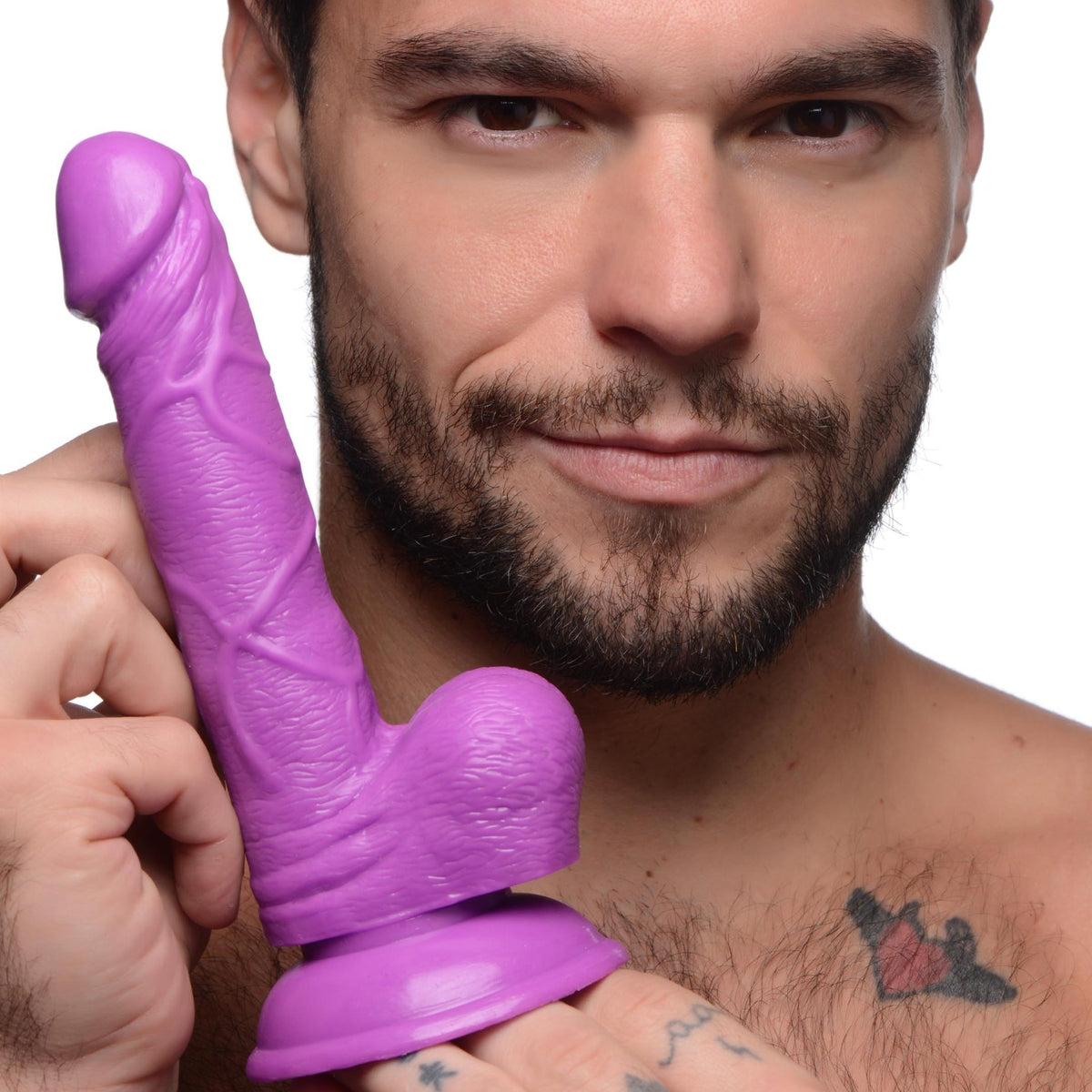 6.5 Inch Dildo with Balls - Purple - Royal Sins