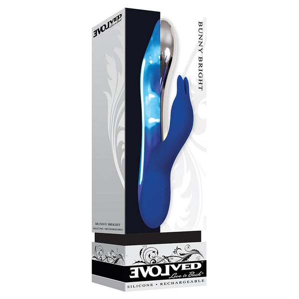Evolved Bunny Bright Light-Up Rechargeable Silicone Rabbit Vibrator Blue