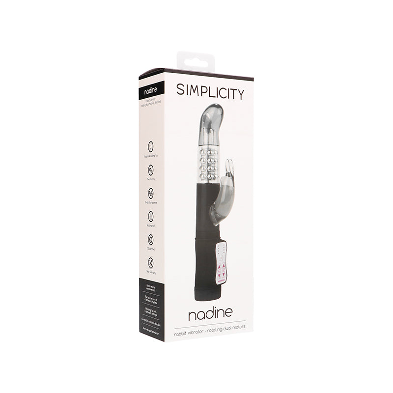 Simplicity NADINE rabbit vibrator - rotating dual motors - Black