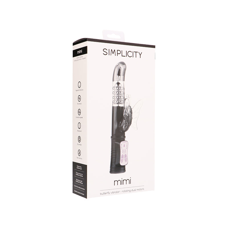 Simplicity MIMI butterfly vibrator - rotating dual motors - Black