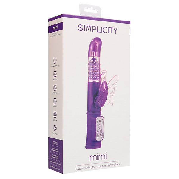 Simplicity MIMI butterfly vibrator - rotating dual motors - Purple