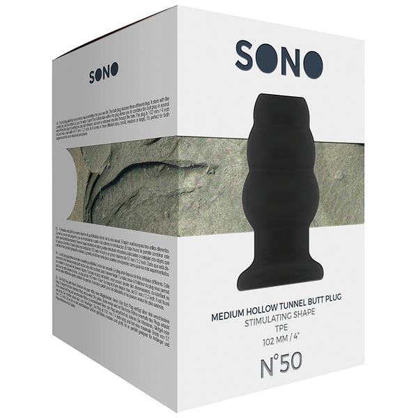 Sono No.50 - Medium Hollow Tunnel Butt Plug - 4 Inch - Black