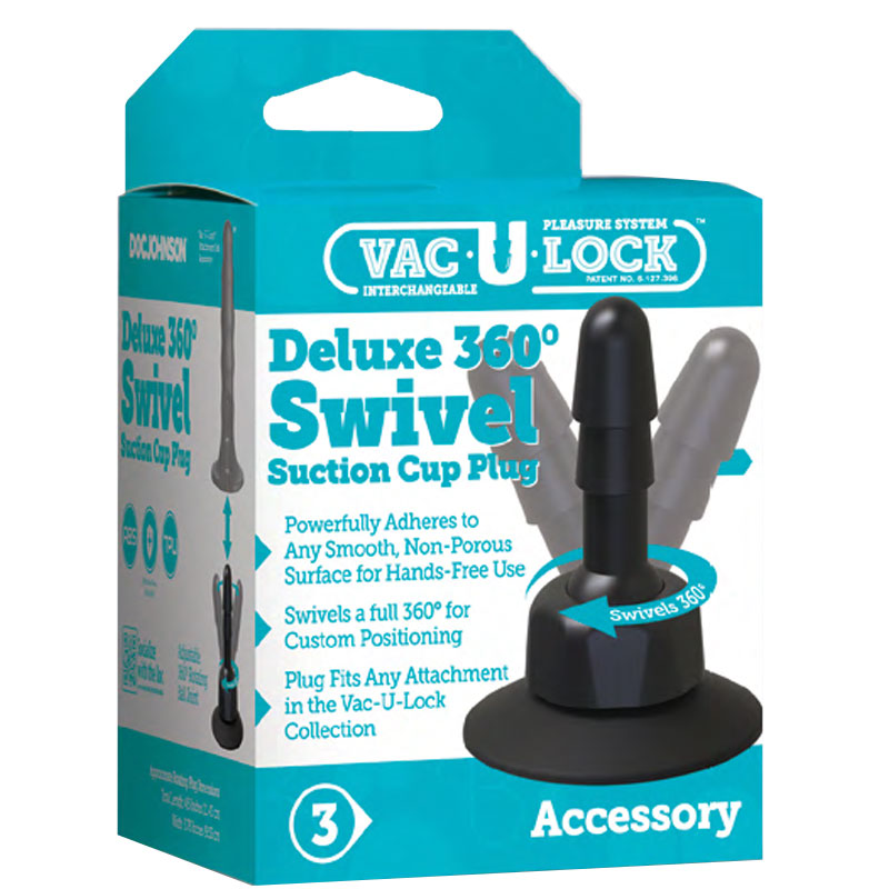 Vac-U-Lock - Deluxe 360? Swivel Suction Cup Plug- Black