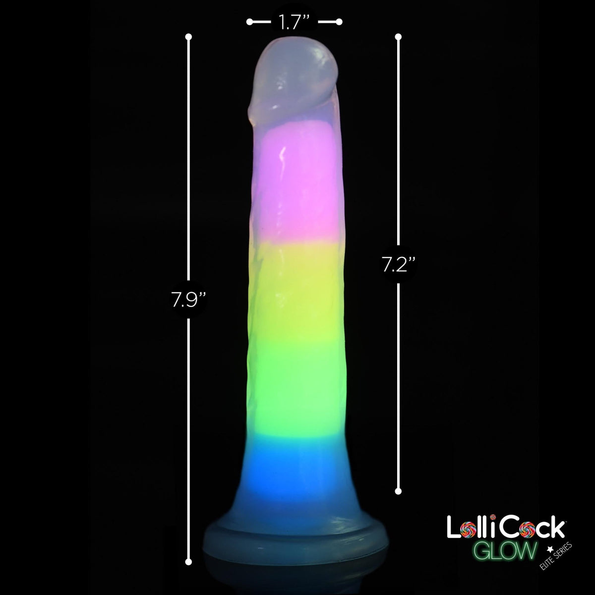 7 Inch Glow - in - the - Dark Rainbow Silicone Dildo - Royal Sins