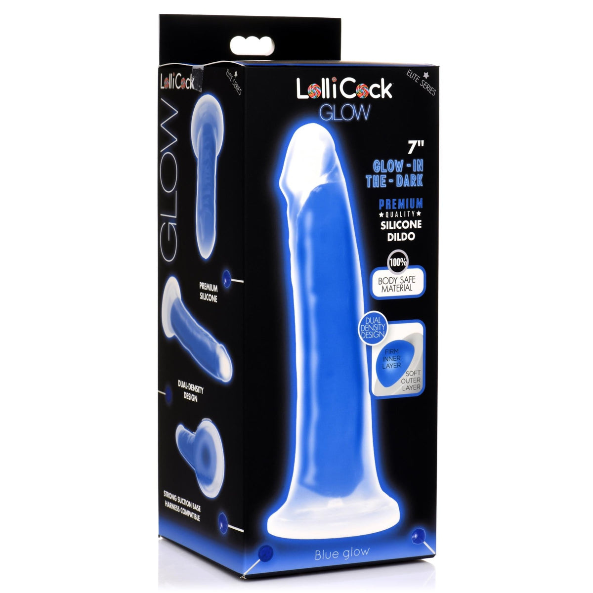 7 Inch Glow - in - the - Dark Silicone Dildo - Blue - Royal Sins