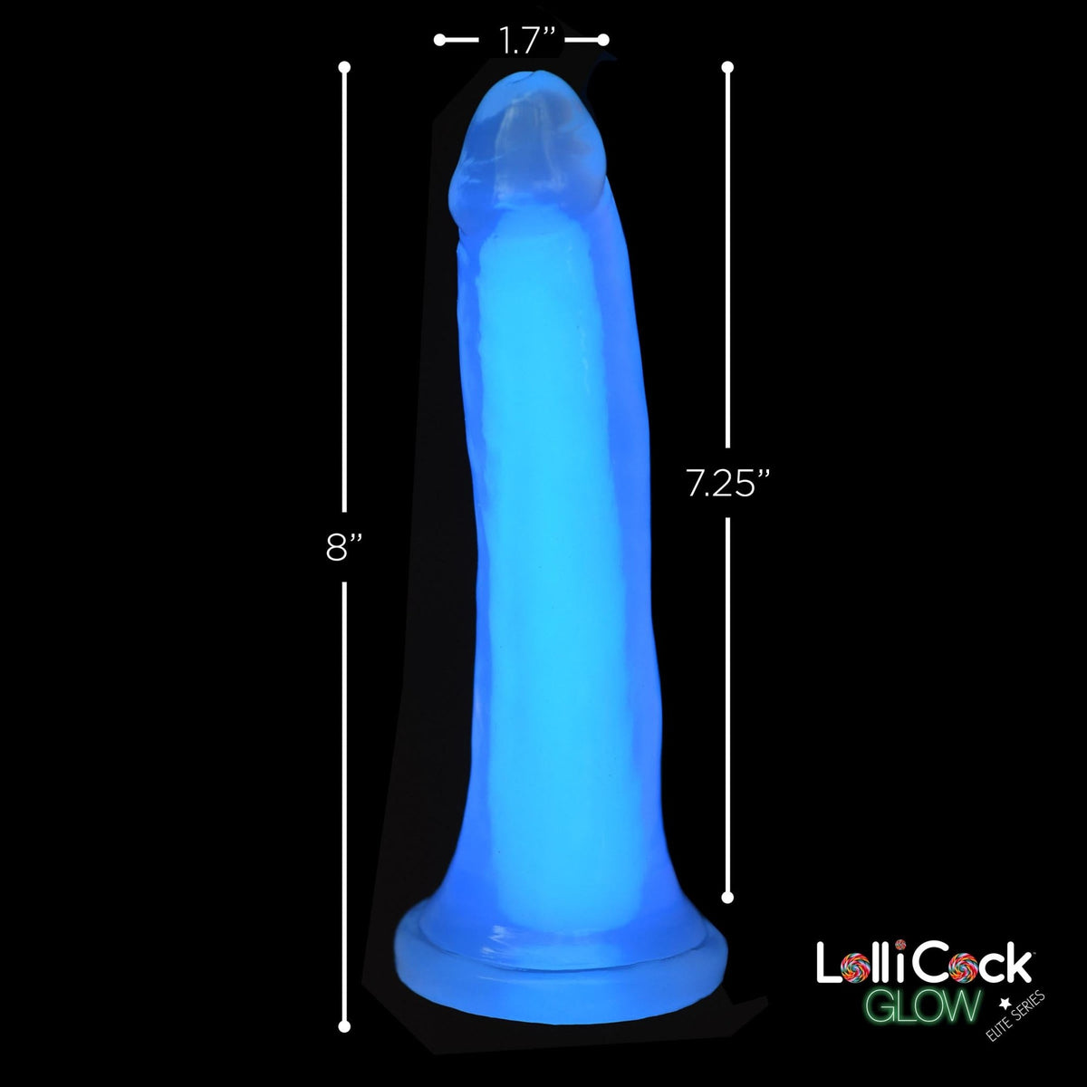 7 Inch Glow - in - the - Dark Silicone Dildo - Blue - Royal Sins