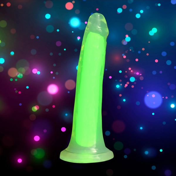 7 Inch Glow - in - the - Dark Silicone Dildo - Green - Royal Sins