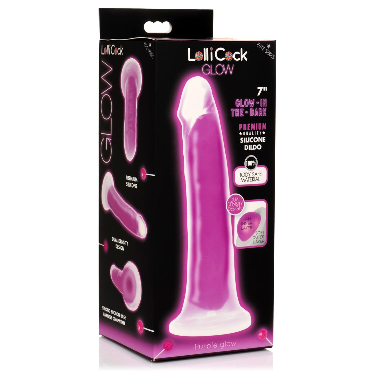 7 Inch Glow - in - the - Dark Silicone Dildo - Purple - Royal Sins