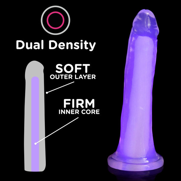 7 Inch Glow - in - the - Dark Silicone Dildo - Purple - Royal Sins