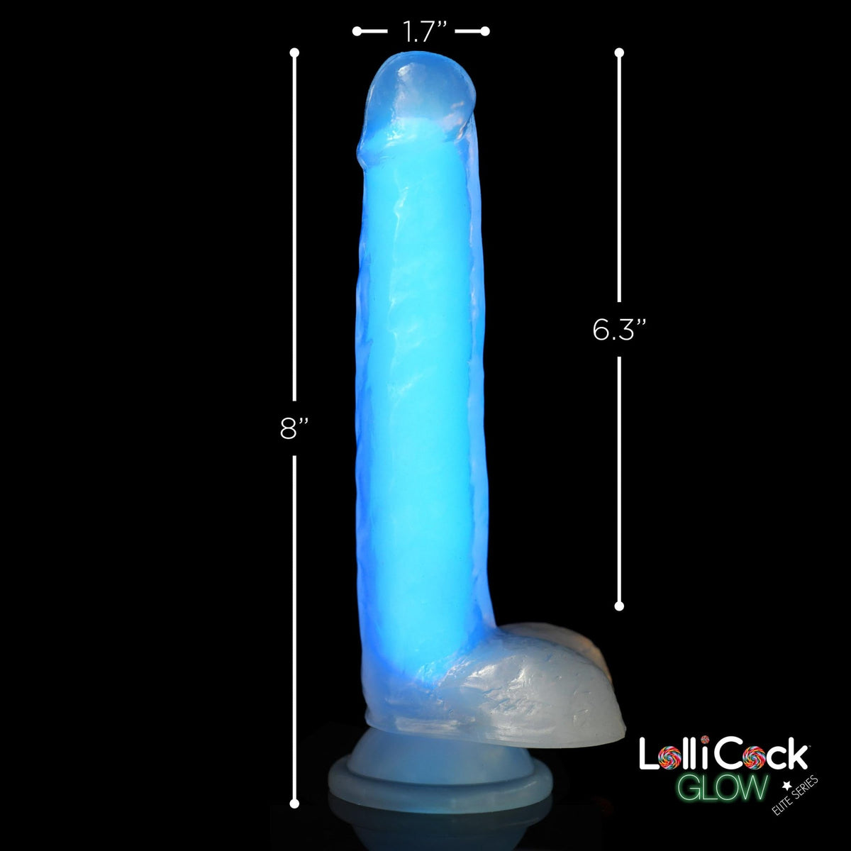 7 Inch Glow - in - the - Dark Silicone Dildo with Balls - Blue - Royal Sins