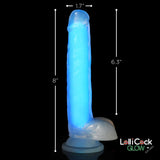 7 Inch Glow - in - the - Dark Silicone Dildo with Balls - Blue - Royal Sins