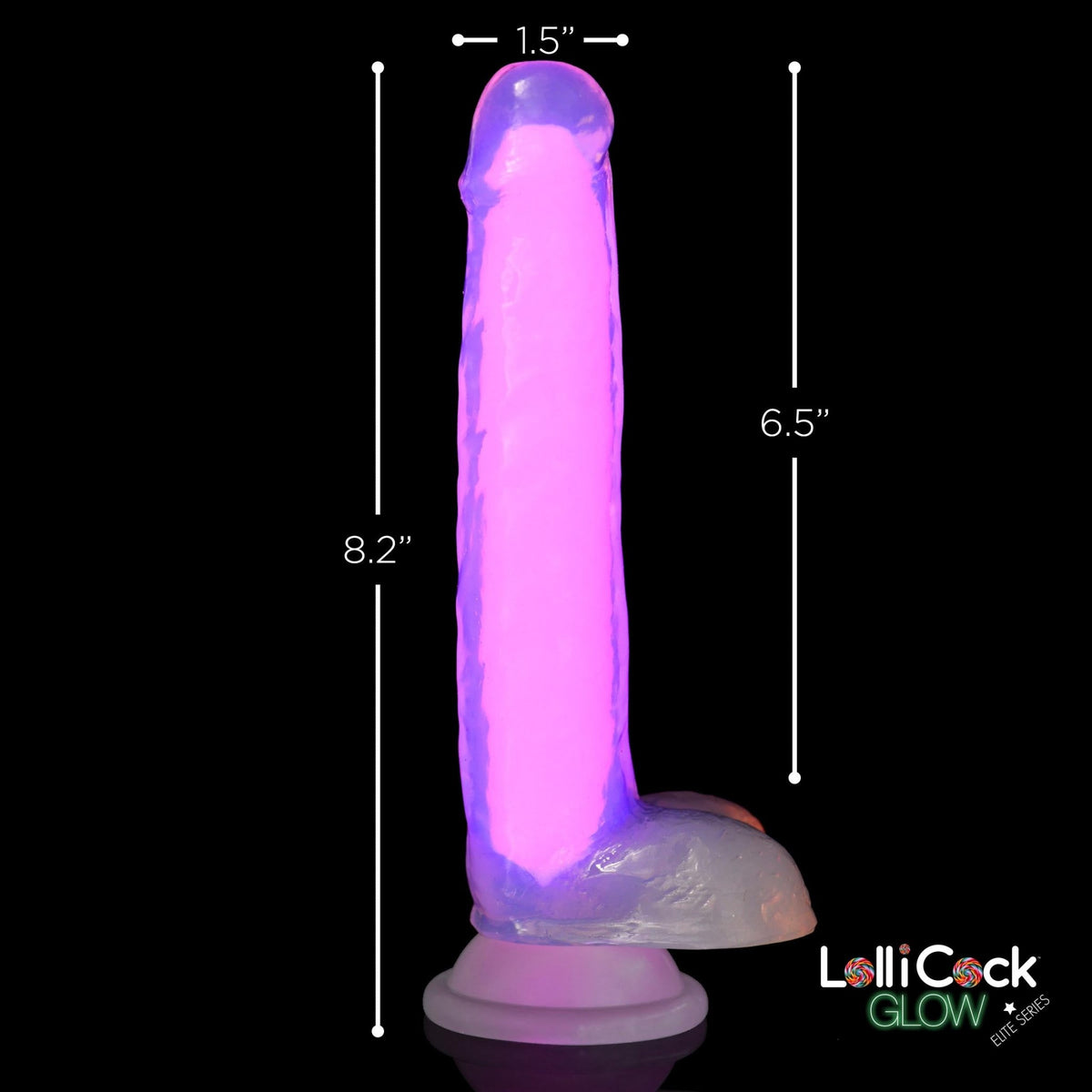 7 Inch Glow - in - the - Dark Silicone Dildo with Balls - Pink - Royal Sins