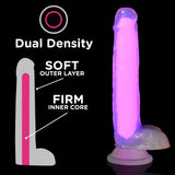 7 Inch Glow - in - the - Dark Silicone Dildo with Balls - Pink - Royal Sins