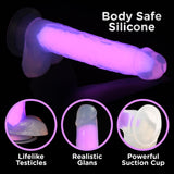 7 Inch Glow - in - the - Dark Silicone Dildo with Balls - Pink - Royal Sins