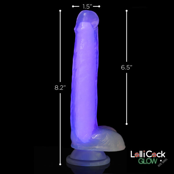 7 Inch Glow - in - the - Dark Silicone Dildo with Balls - Purple - Royal Sins