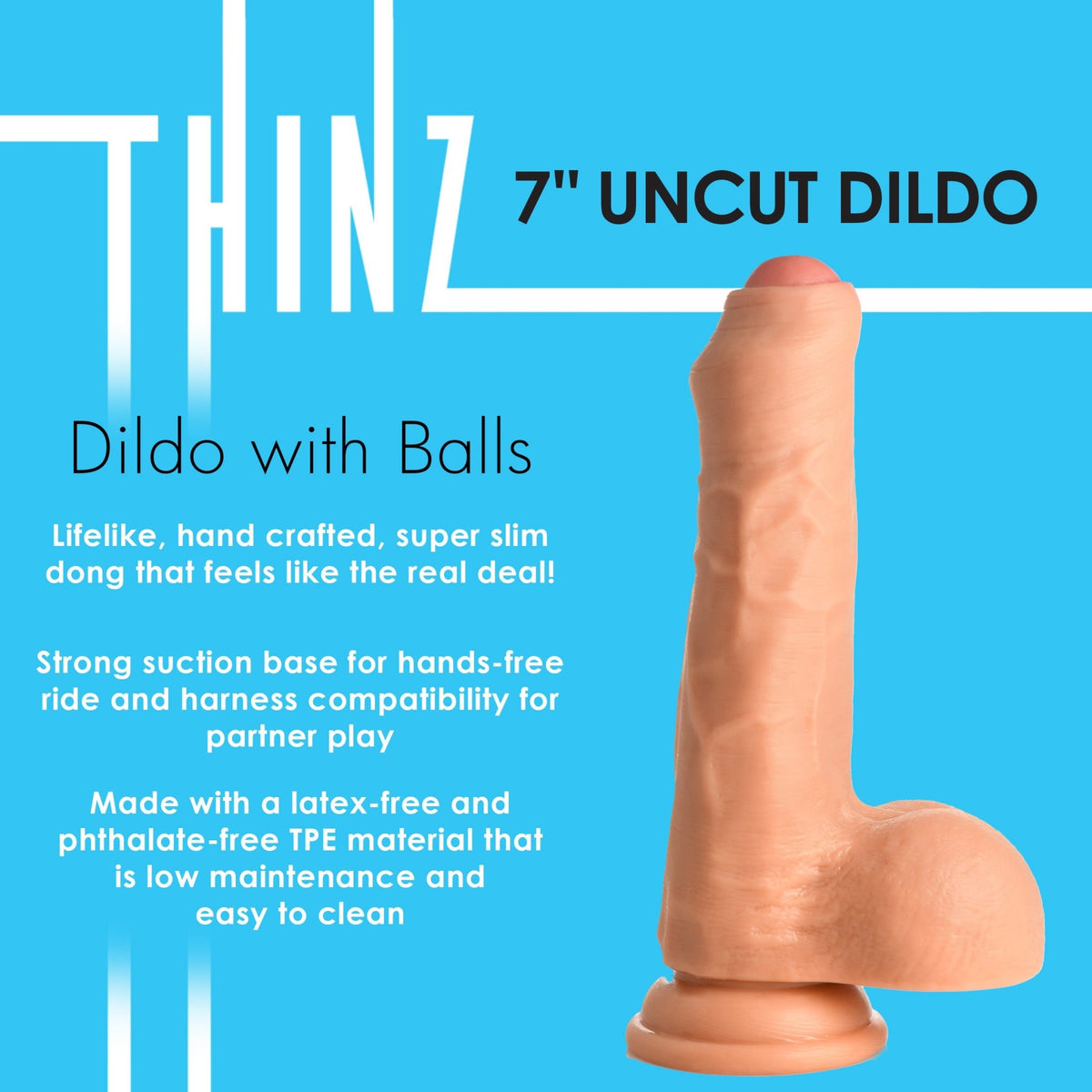 7 Inch uncut Dildo with Balls - Royal Sins