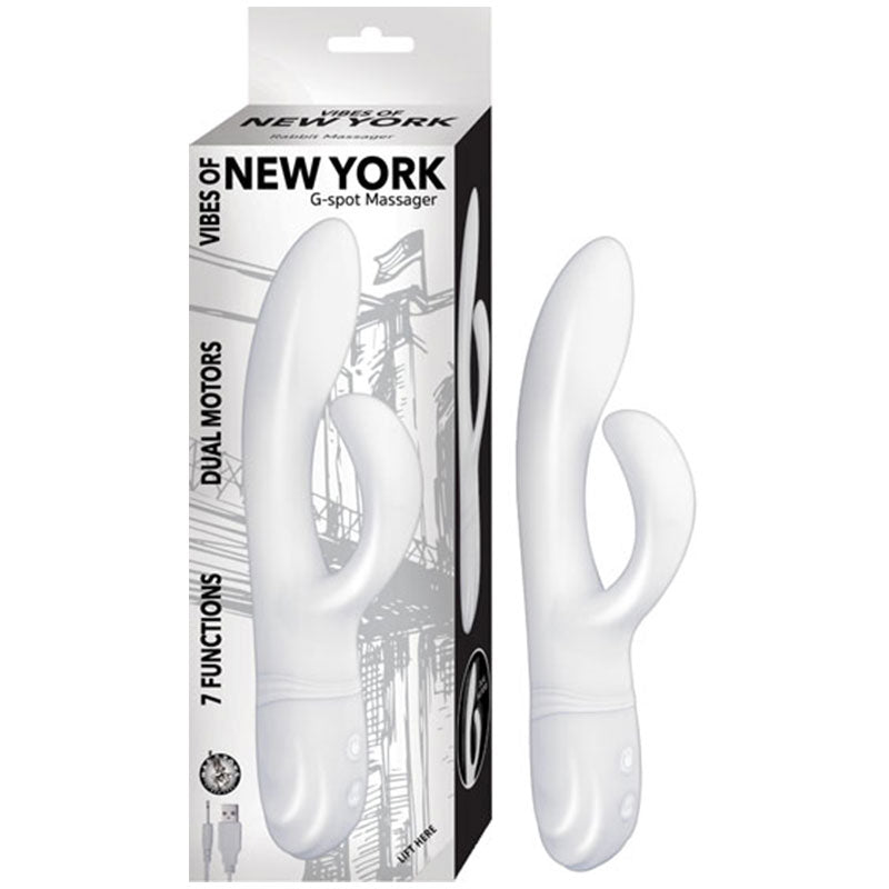 Vibes Of New York G-Spot Massager Dual Motors 7 Function Rechargeable Silicone Waterproof White