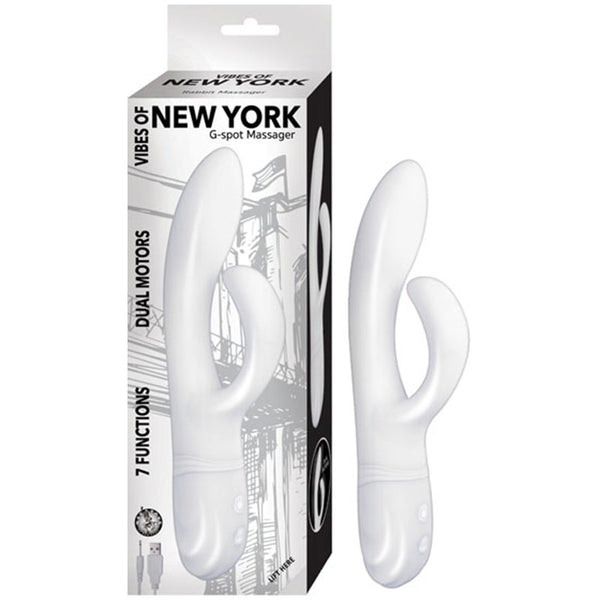 Vibes Of New York G-Spot Massager Dual Motors 7 Function Rechargeable Silicone Waterproof White
