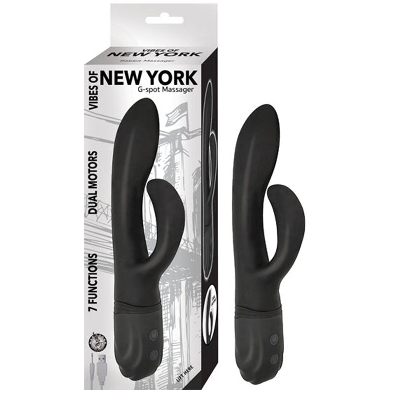 Vibes Of New York G-Spot Massager Dual Motors 7 Function Rechargeable Silicone Waterproof  Black