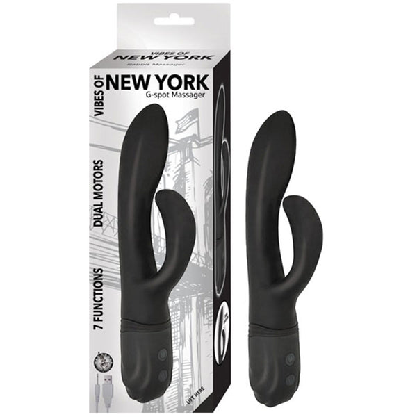 Vibes Of New York G-Spot Massager Dual Motors 7 Function Rechargeable Silicone Waterproof  Black